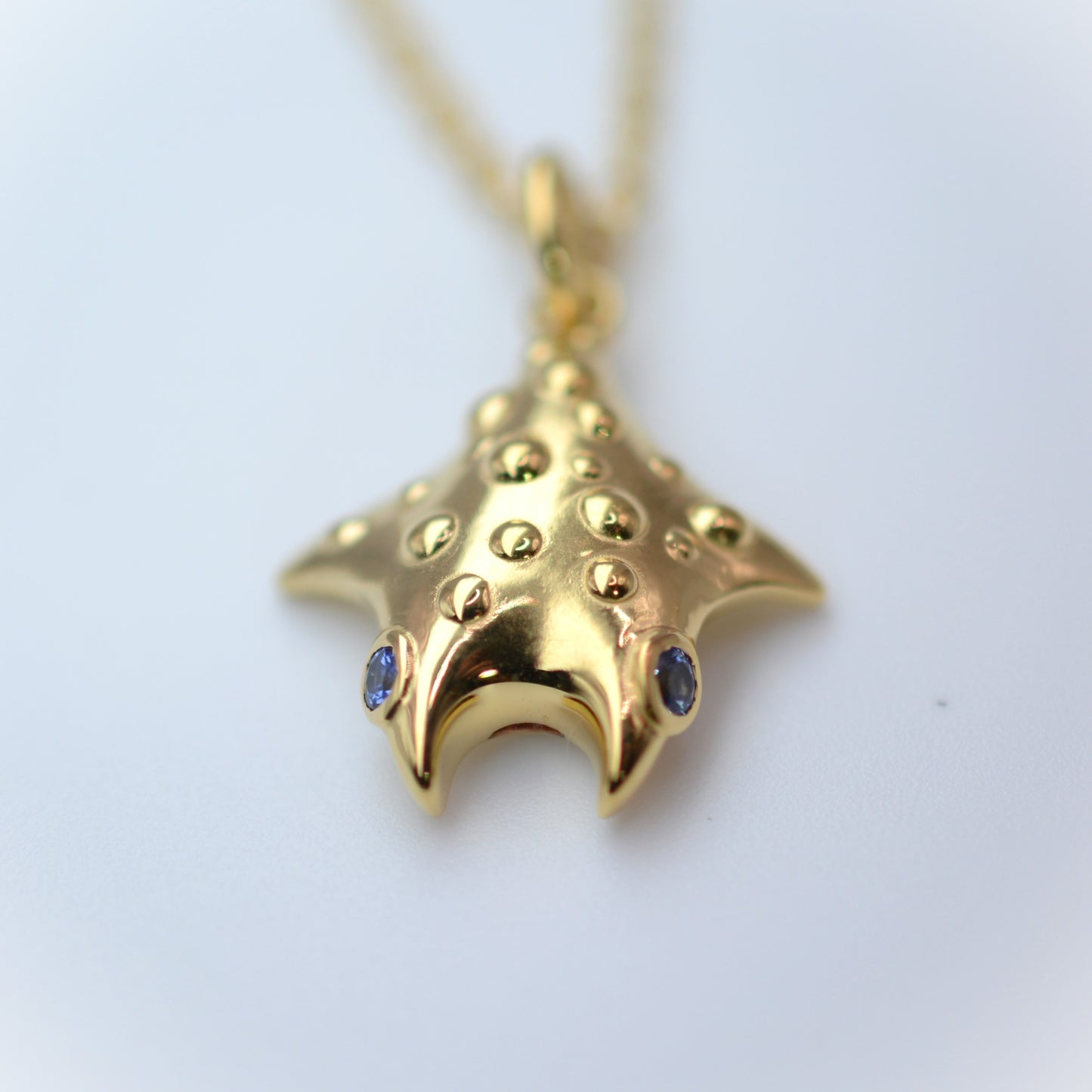 Sapphire Star Manta, pendant and chain *This unique piece is finished and ready to be shipped.*