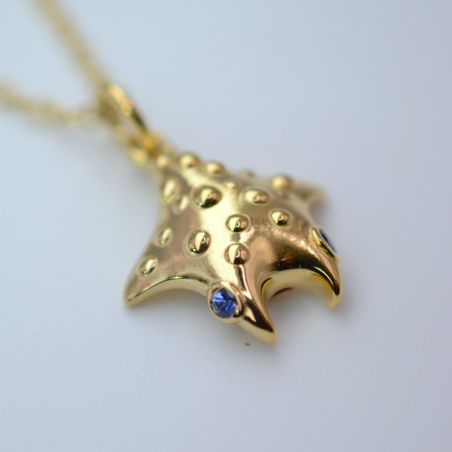 Sapphire Star Manta, pendant and chain *This unique piece is finished and ready to be shipped.*