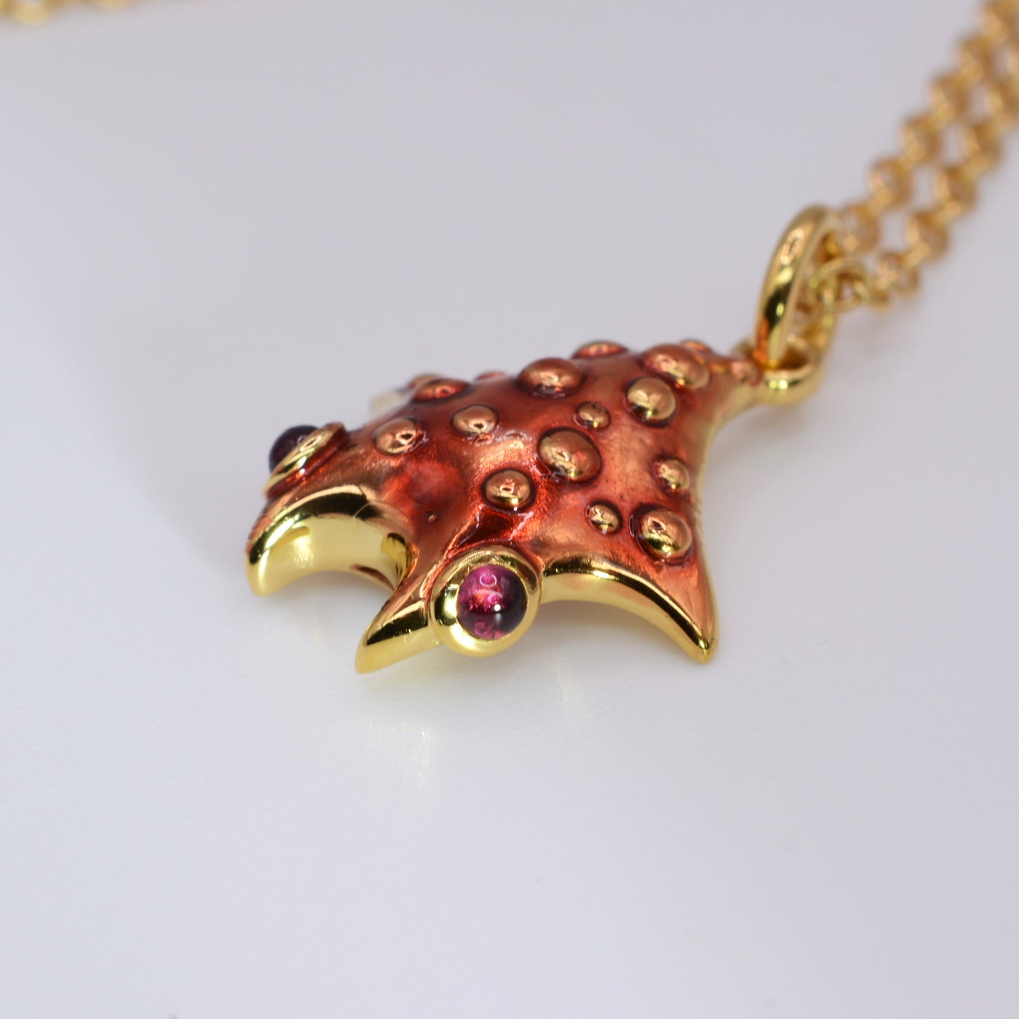 Red Star Manta, pendant and chain *This unique piece is finished and ready to be shipped.*