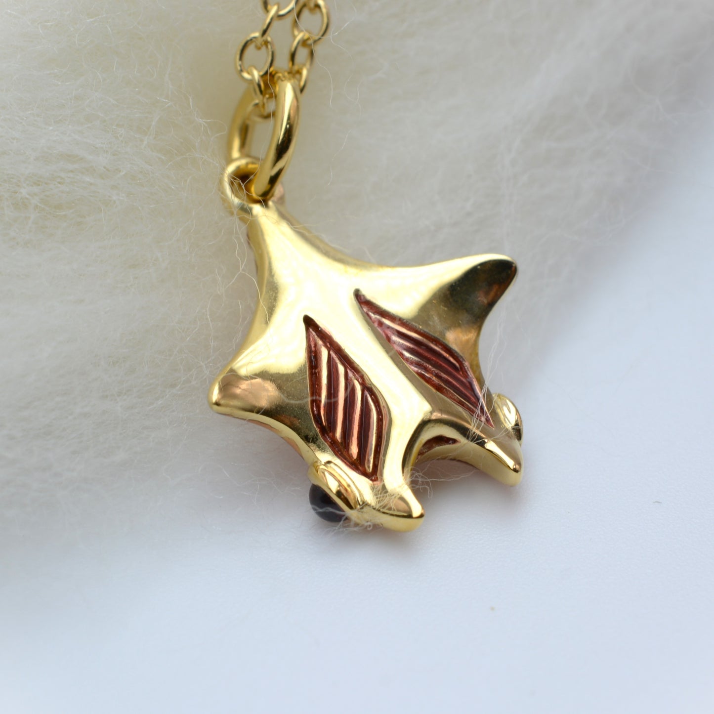 Red Star Manta, pendant and chain *This unique piece is finished and ready to be shipped.*