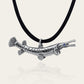 Gar pike necklace. Made from sterling silver with an antiqued finish, set with a gemstone eye. Alligator gar. Ideal fisherman’s angling gift © Adrian Ashley
