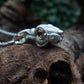 Silver hare necklace. Rabbit pendant with natural gemstone eyes. Hand made to order. © Adrian Ashley
