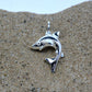 Baby shark charm 3D necklace made from highly polished, tarnish resistant silver, hung on a solid silver chain. © Adrian Ashley