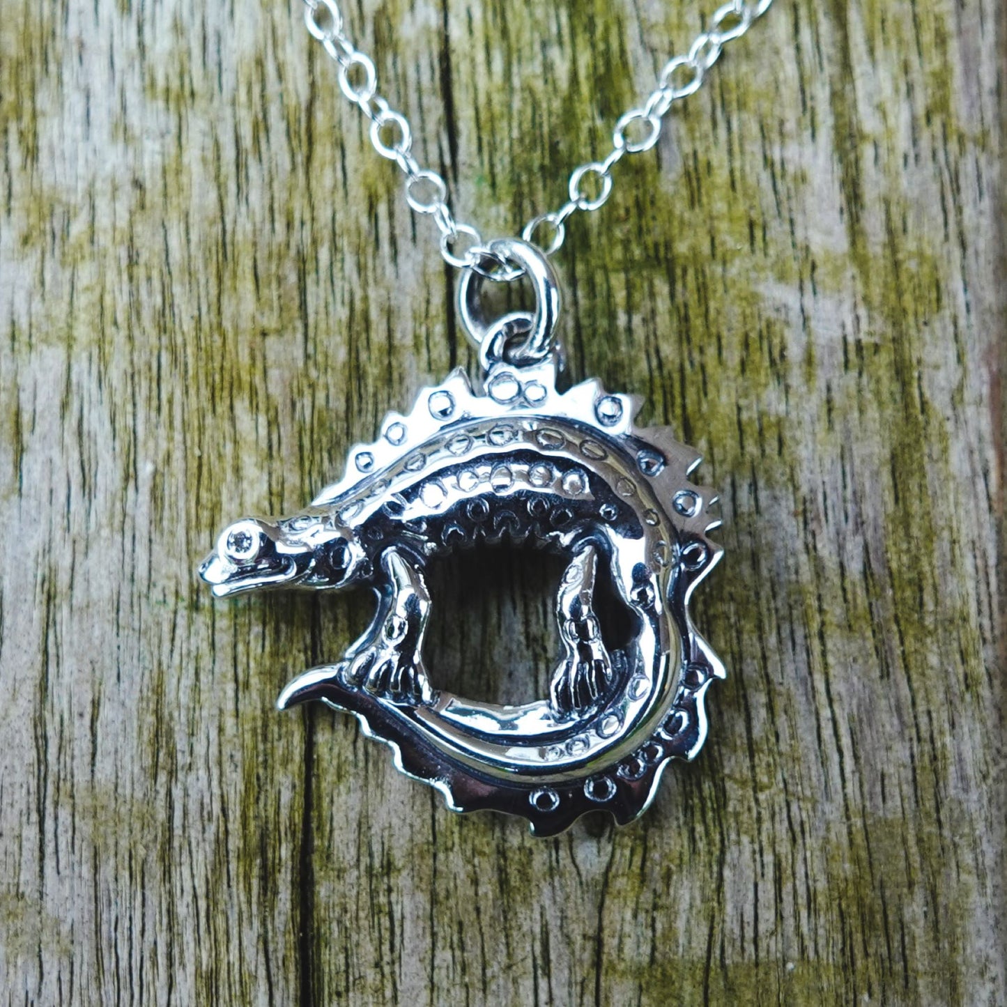 The Great Crested Newt (Triturus cristatus)  pendant with a silver chain, sterling silver newt necklace, wildlife jewellery. © Adrian Ashley