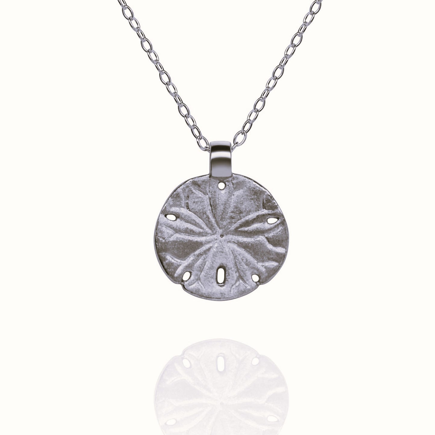 Platinum Sand Dollar charm with a solid platinum chain. Made to order. © Adrian Ashley