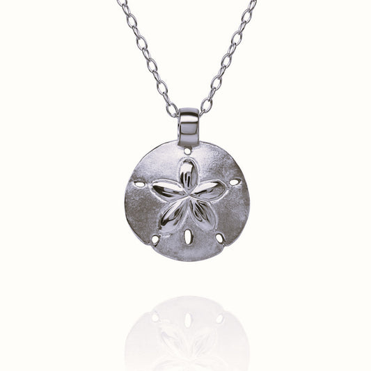Platinum Sand Dollar charm with a solid platinum chain. Made to order. © Adrian Ashley