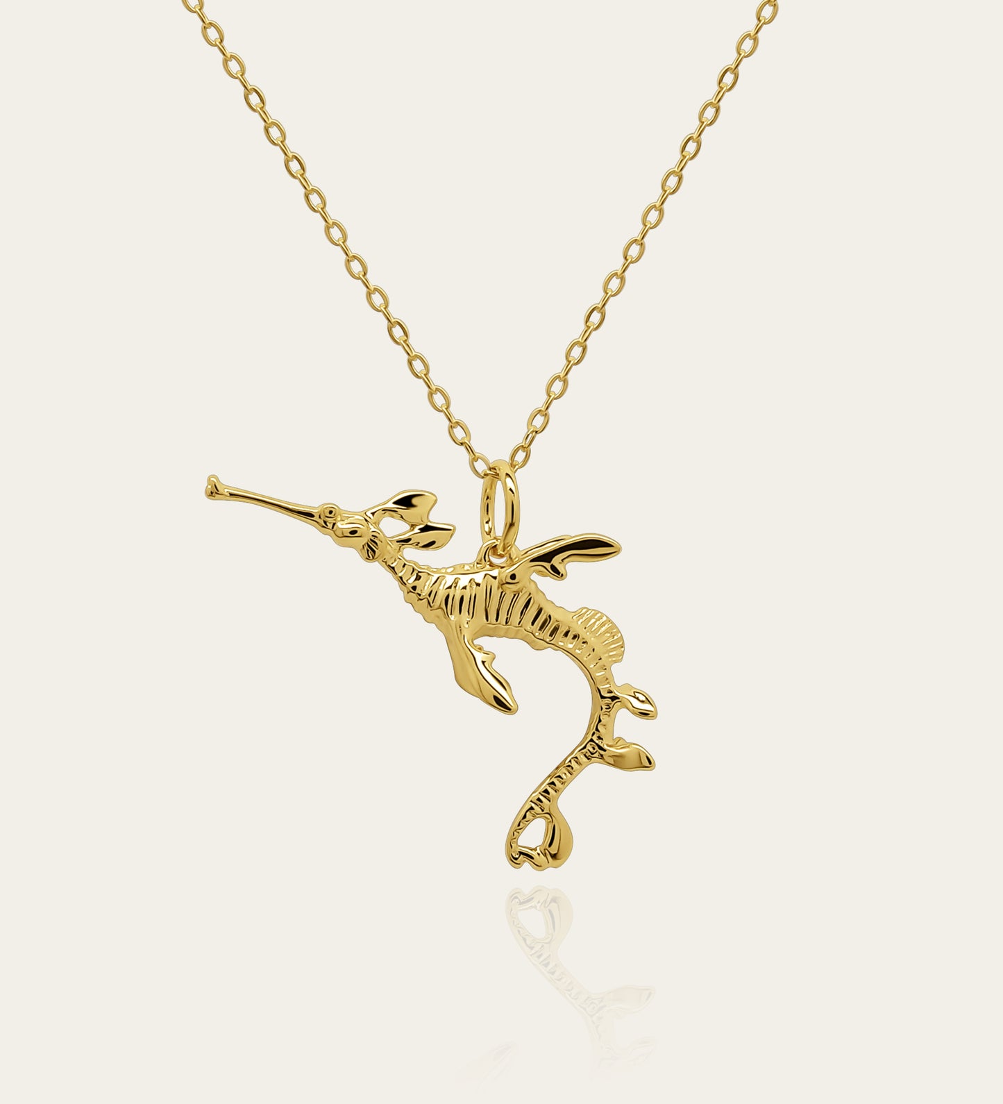 Gold plated silver Weedy Sea Dragon pendant and chain © Adrian Ashley