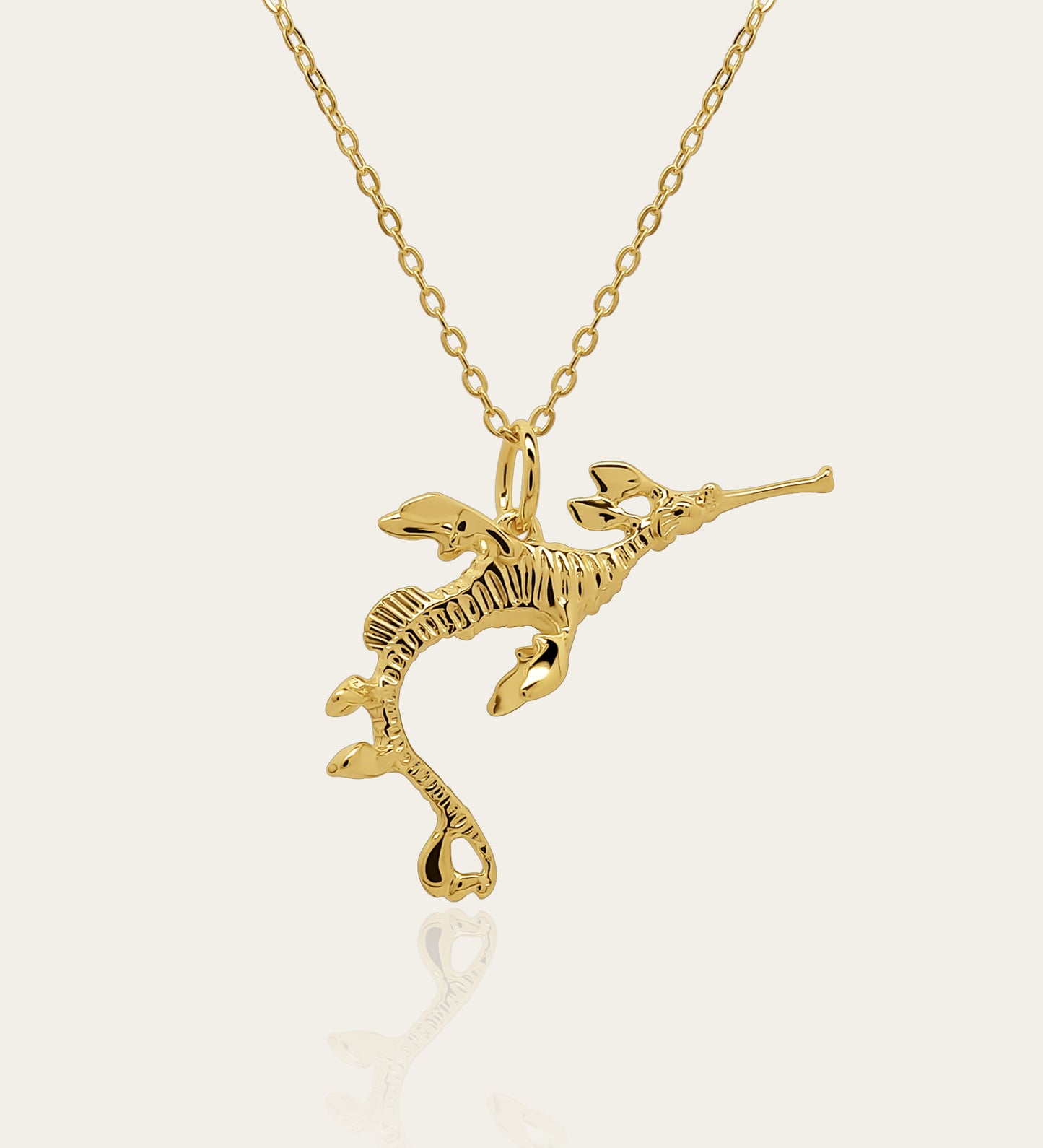 Gold plated silver Weedy Sea Dragon pendant and chain © Adrian Ashley