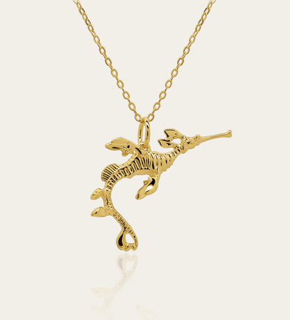 Gold plated silver Weedy Sea Dragon pendant & cord or chain © Adrian Ashley