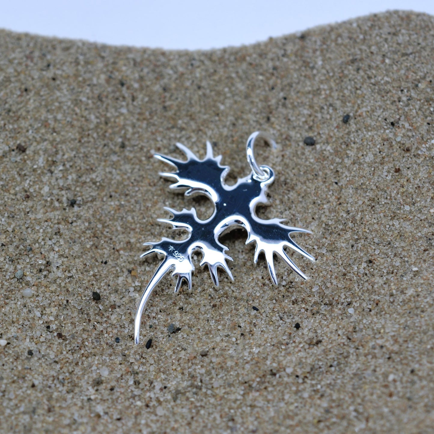 Sea Swallow, Glaucus atlanticus, nudibranch necklace. Highly polished, tarnish resistant silver, strung on a strong cord. © Adrian Ashley