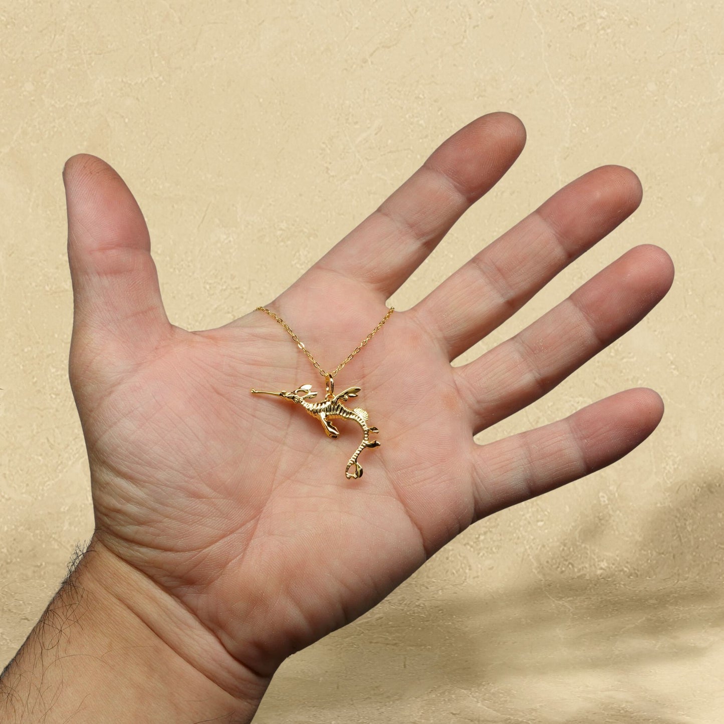 Gold plated silver Weedy Sea Dragon pendant and chain © Adrian Ashley