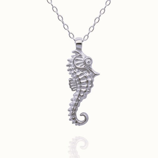 Platinum Seahorse charm with a solid platinum chain. Made to order. © Adrian Ashley