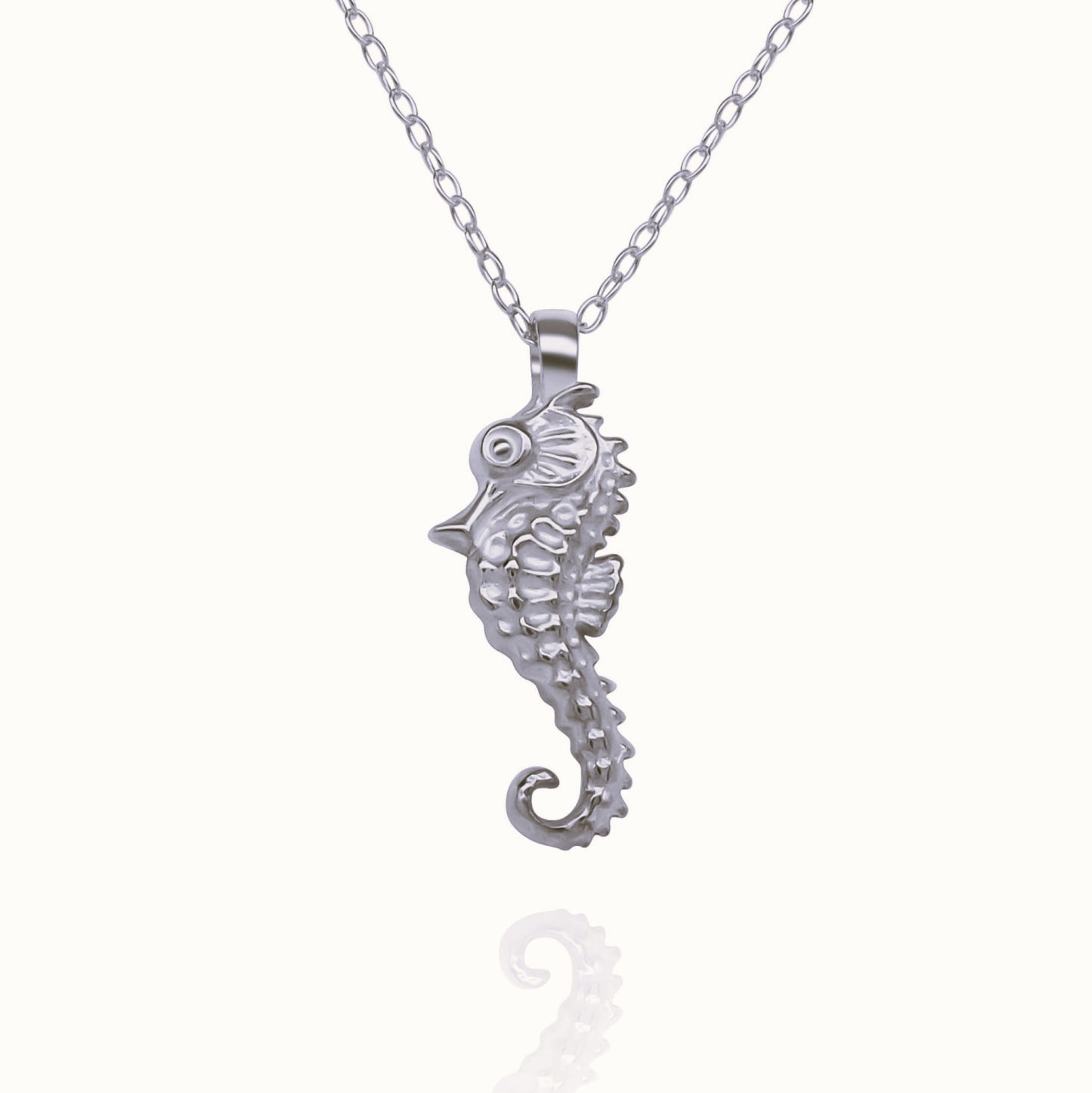 Platinum Seahorse charm with a solid platinum chain. Made to order. © Adrian Ashley