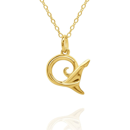 Gold vermeil Shark Tail charm pendant and chain. © Adrian Ashley