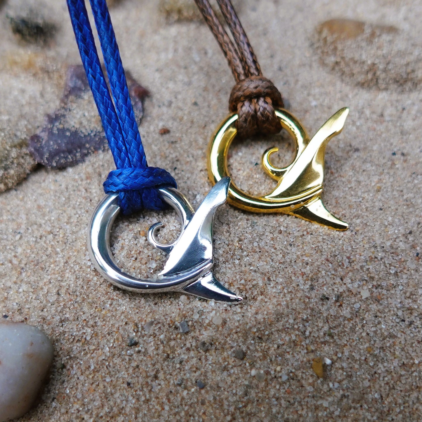 Shark tail necklace. Solid yellow gold shark's tail design. This piece will be handmade for you. © Adrian Ashley