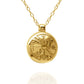 Gold vermeil Vegvísir charm pendant and chain. © Adrian Ashley