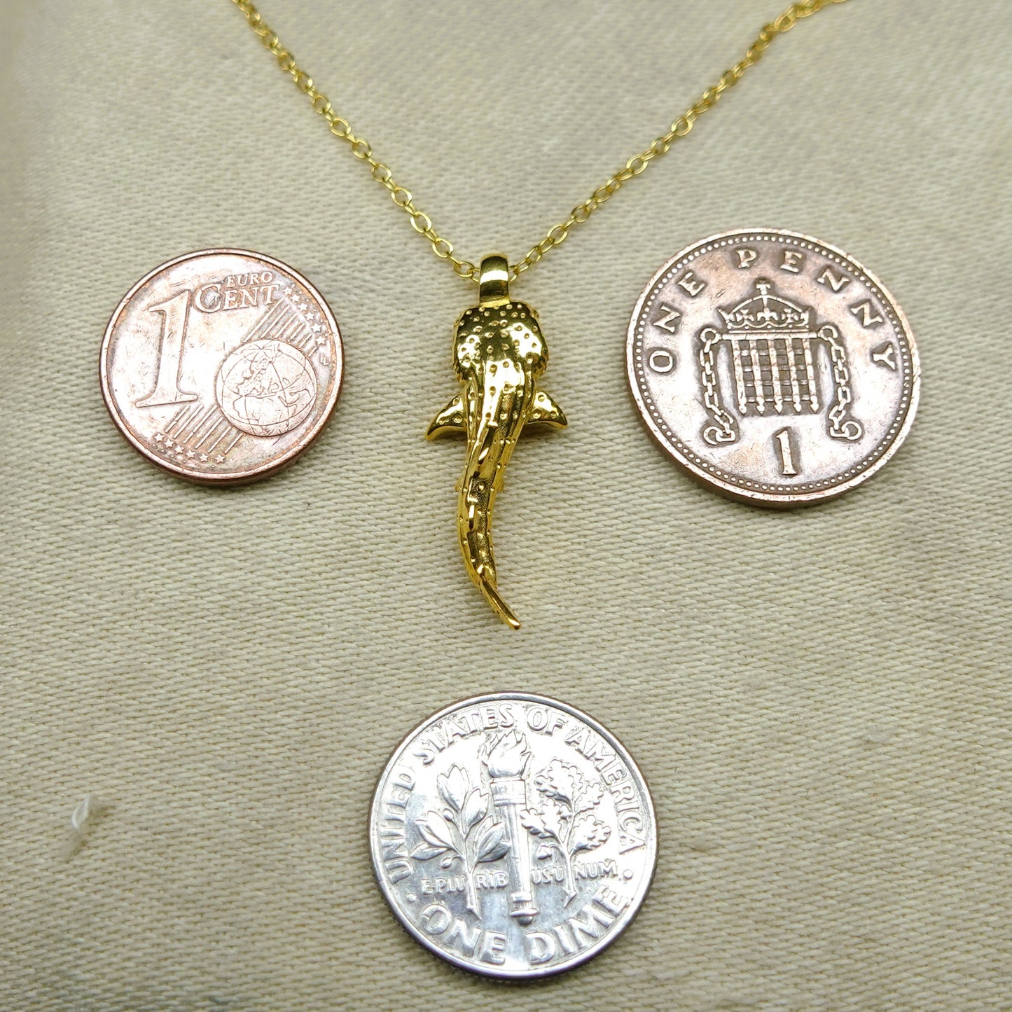 Solid gold whale shark charm pendant and chain. *Ready to be shipped*. © Adrian Ashley