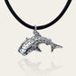Whale shark necklace. Made from sterling silver with an antiqued finish, set with a gemstone eye. Diver's pendant © Adrian Ashley