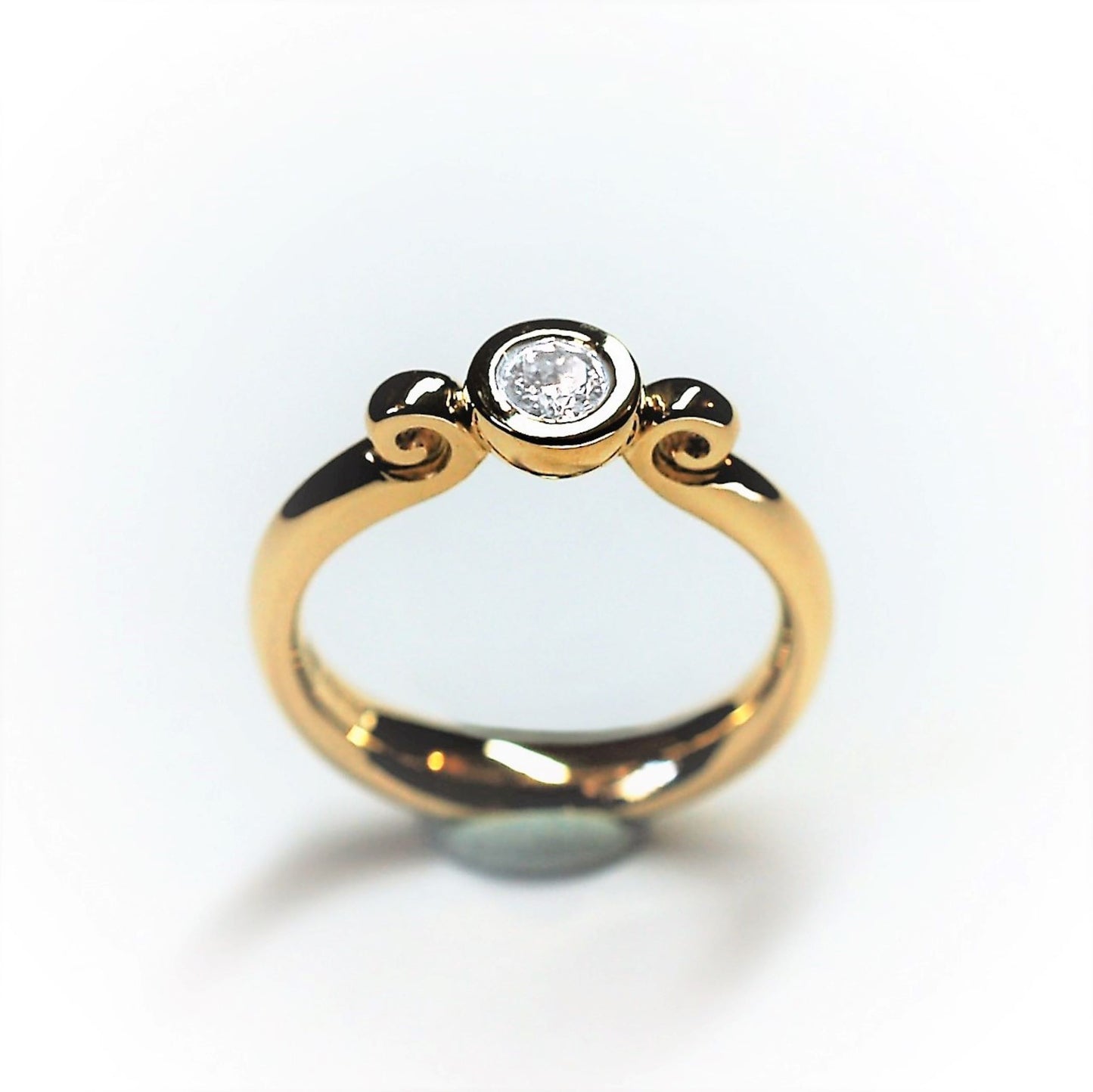 Genuine Fairtrade 18ct gold and 0.16ct Cultured Diamond, environmentally and ethically responsible handmade ring by Adrian Ashley.