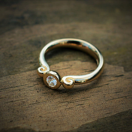 Genuine Fairtrade 18ct gold and 0.16ct Cultured Diamond, environmentally and ethically responsible handmade ring by Adrian Ashley. *This piece is finished and ready to be shipped*