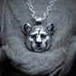 Silver lioness necklace. Lioness head pendant and solid silver chain with citrine eyes. Hand made to order. © Adrian Ashley