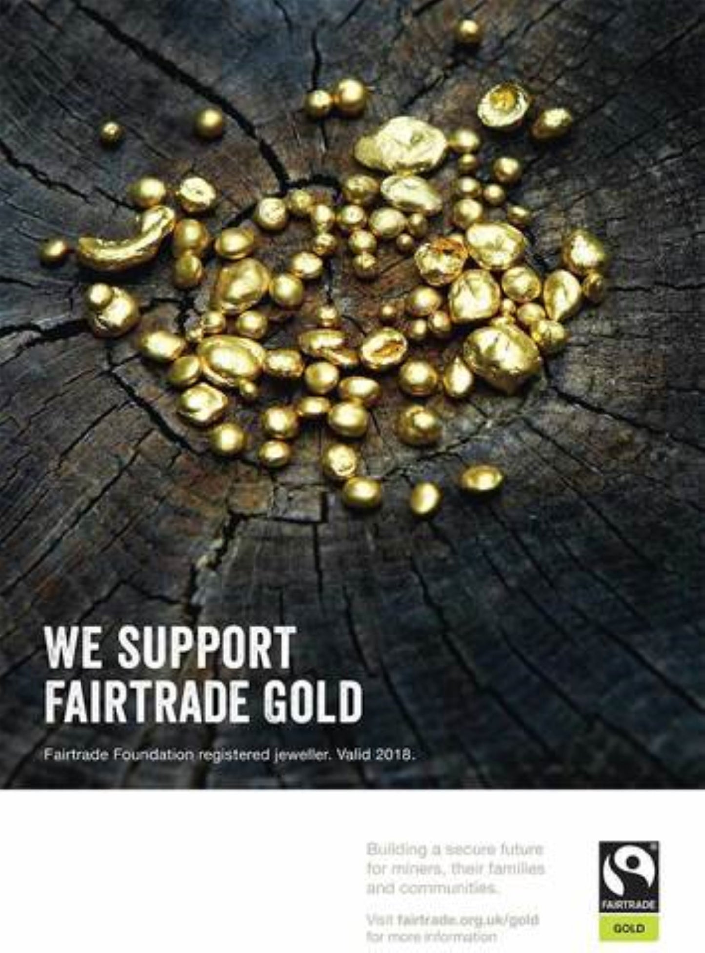 Genuine Fairtrade 18ct gold and cultured 0.25ct diamond, environmentally and ethically responsible hand Made by Adrian Ashley