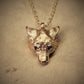 Gold wolf Necklace, Wolf's head pendant with natural peridot gemstone eyes, solid gold chain. Hand made to order. © Adrian Ashley