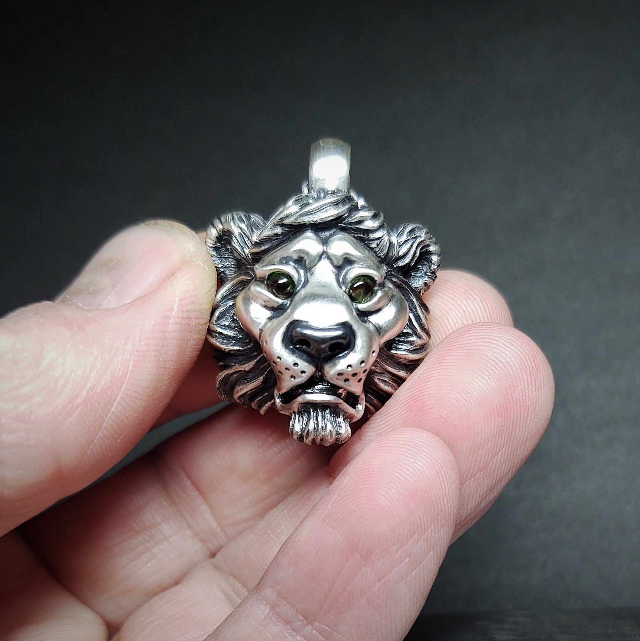 925 Sterling silver chain and deals lion face pendant