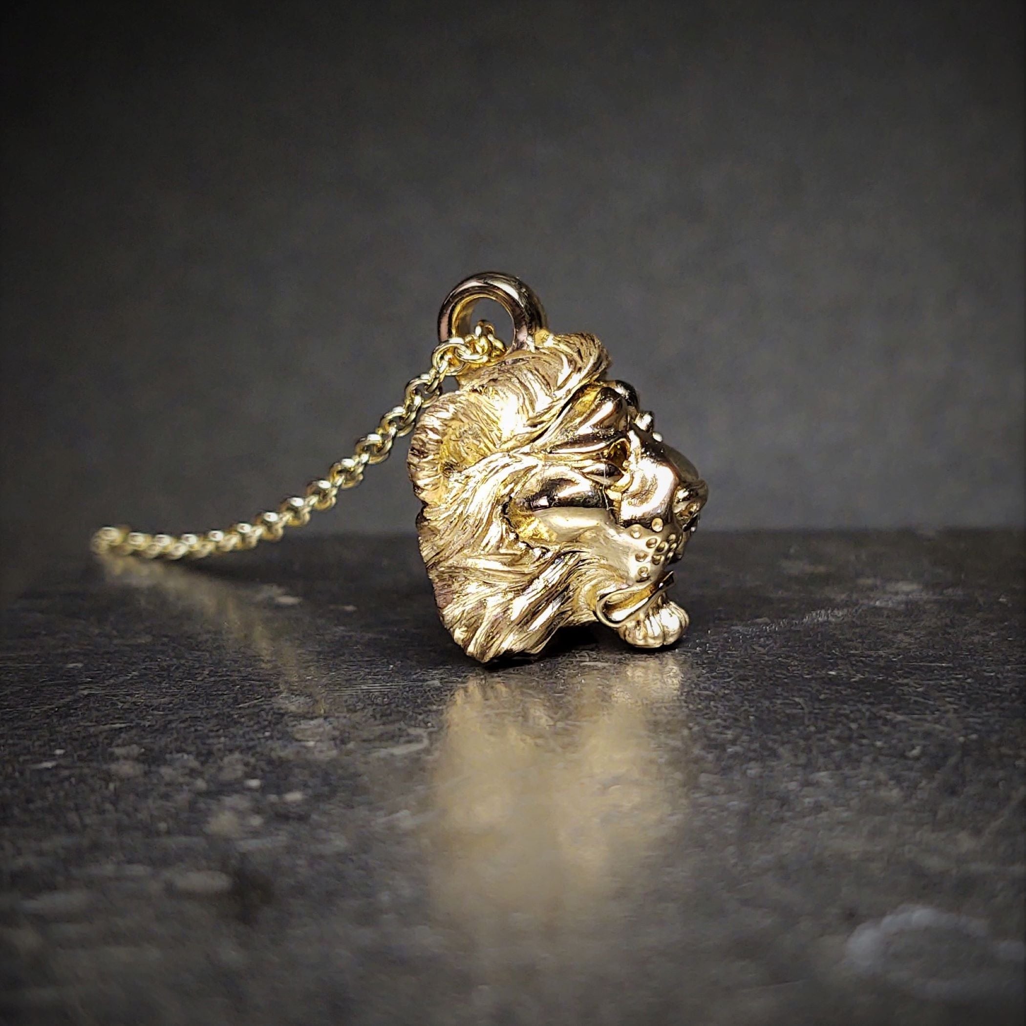 Gold on sale necklace lion