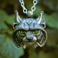 Large Lynx Necklace. Sterling silver lynx head pendant with peridot eyes and a silver chain. Made to order. © Adrian Ashley