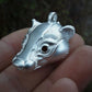 Badger necklace, large sterling silver badger head pendant with natural sapphire eyes. Hand made to order © Adrian Ashley