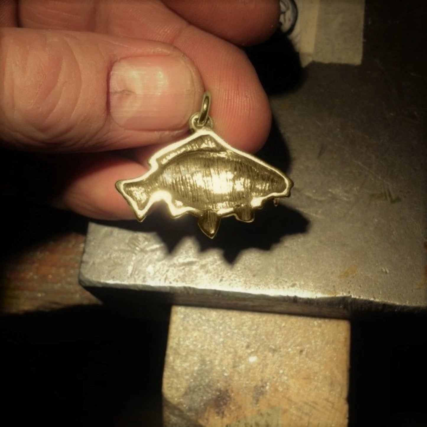 Gold And Diamond Carp Pendant, Carp Fishing Necklace, Ideal Fishermans Gift. Hand Made To Order. Adrian Ashley