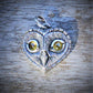 Diamond owl necklace. Sterling silver heart shaped owl head pendant with natural, rose cut, diamond eyes © Adrian Ashley