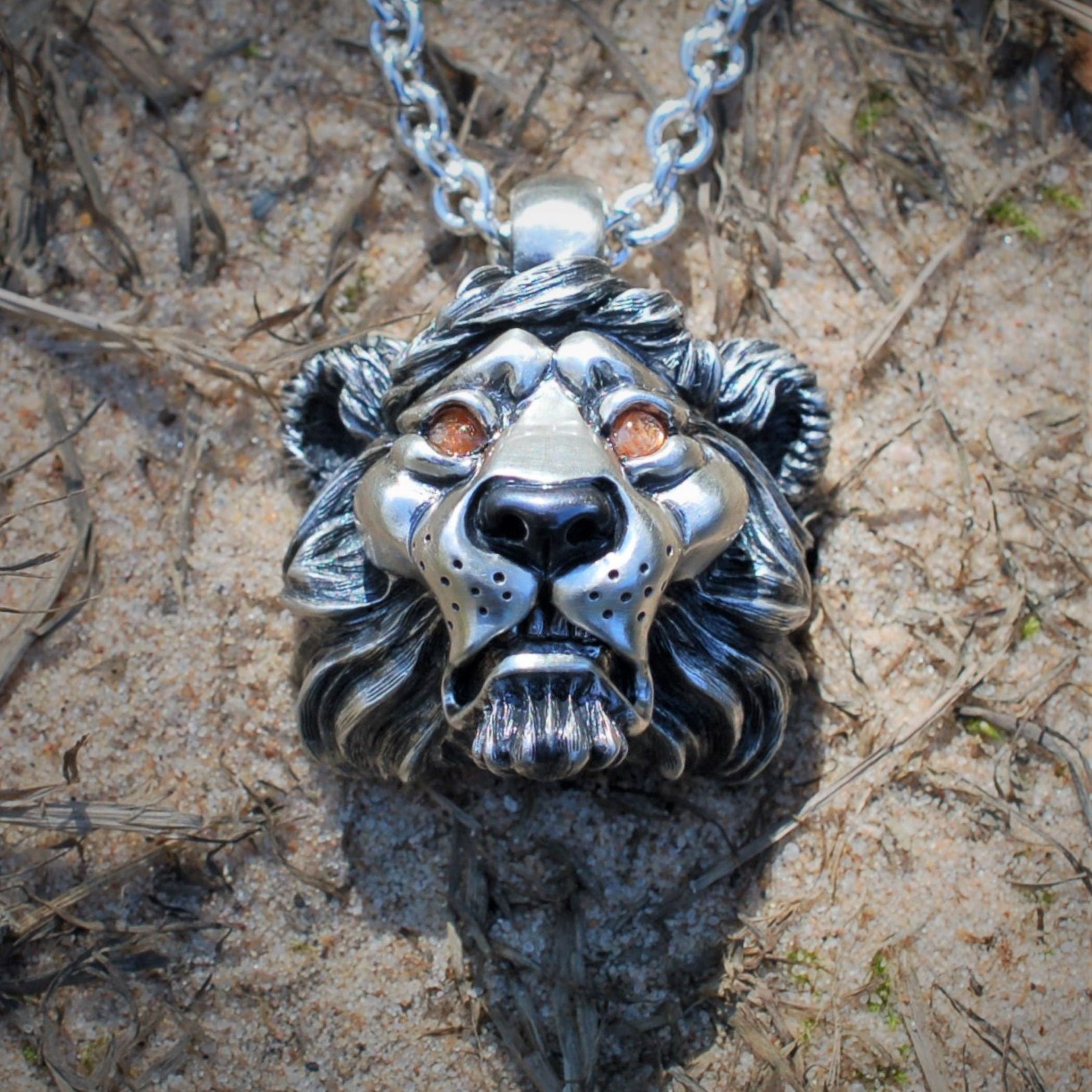 Silver chain clearance with lion pendant