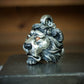 Noble Lion Pendant, very heavy, solid sterling silver lion’s head and chain set with sunstone eyes. Hand made to order. © Adrian Ashley
