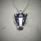 Small silver badger Necklace. Sterling silver pendant with natural sapphire eyes and a solid silver chain. Hand made to order. © Adrian Ashley